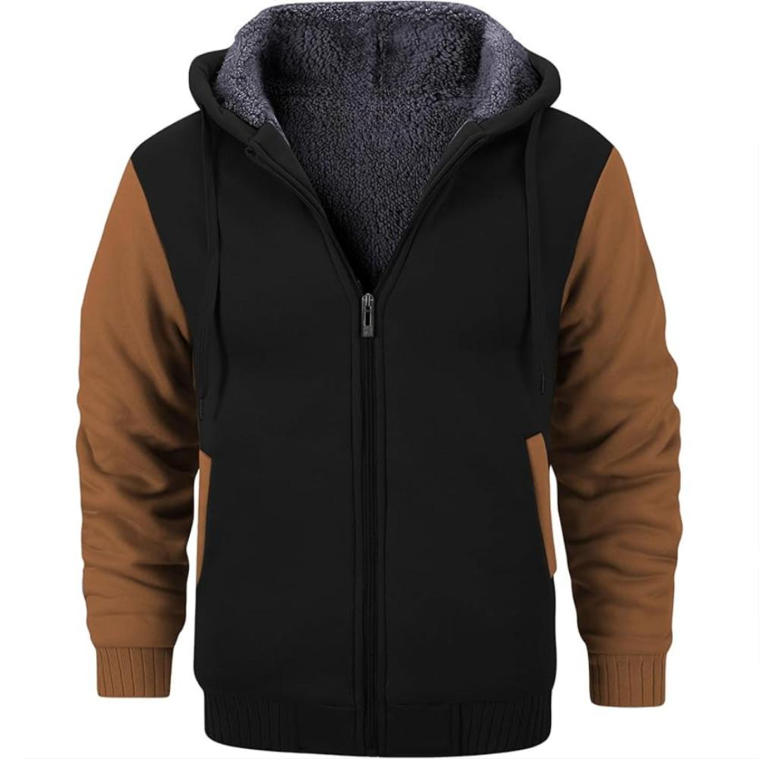 Men Fleece Lined Zip Up Hoodie For Winter