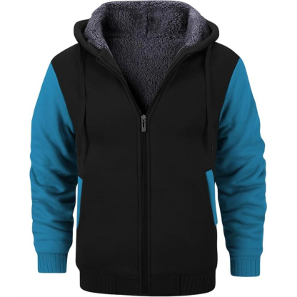 Men Fleece Lined Zip Up Hoodie For Winter