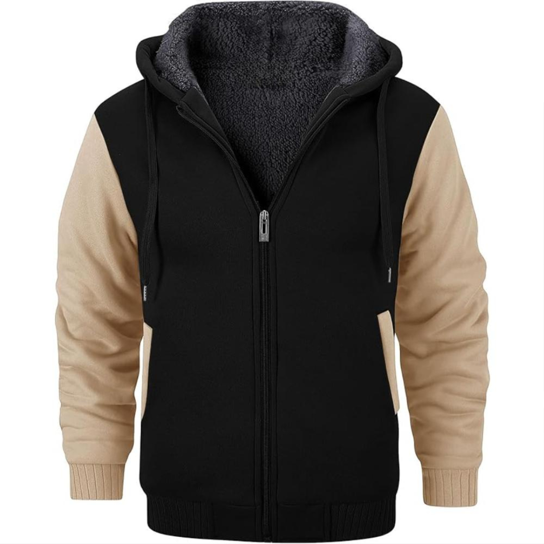 Men Fleece Lined Zip Up Hoodie For Winter