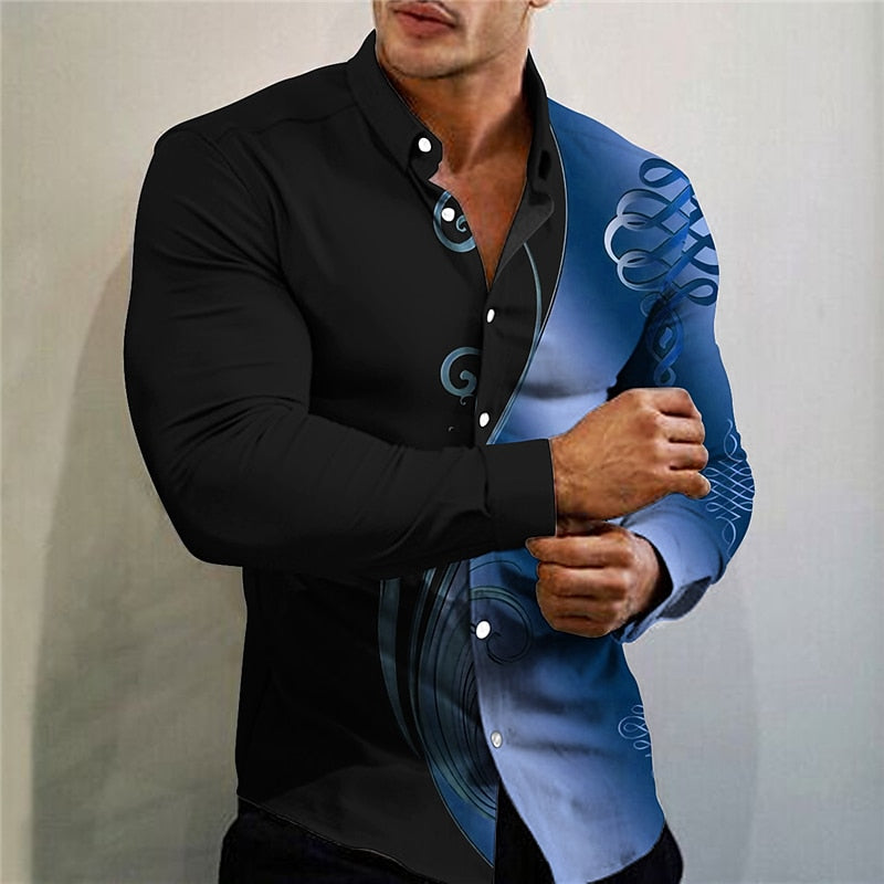 Abstract Themed Graphic Turndown Party ShirtAbstract Themed Graphic Turndown Party Shirt - Image 4