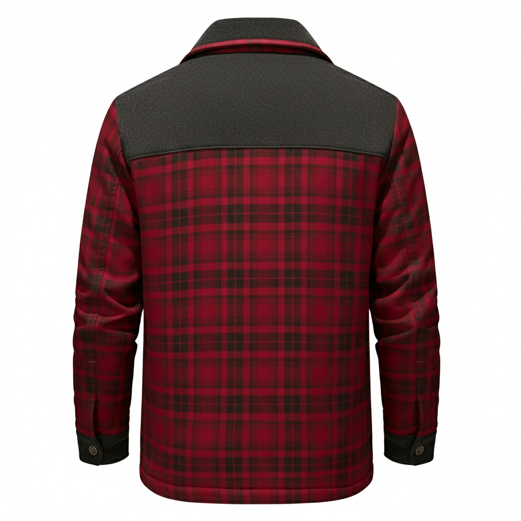 Fleece Lined Plaid Shirt Style Jacket For Men