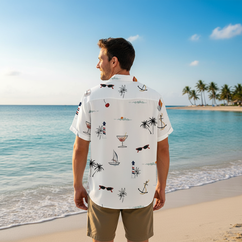 Floral Tree Print Button Up Shirt For Men