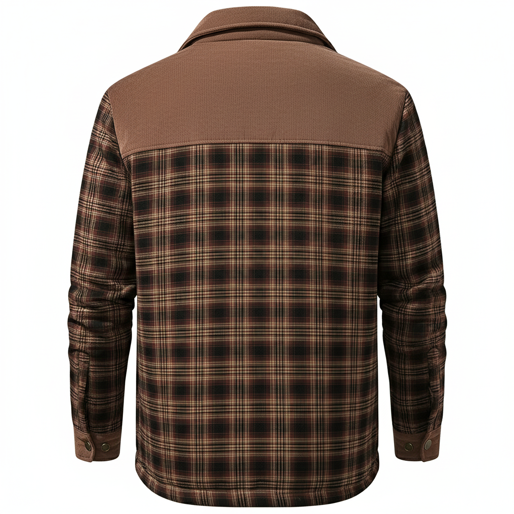 Fleece Lined Plaid Shirt Style Jacket For Men