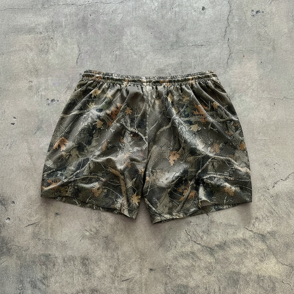 Loose Fit Straight Camo Shorts For Men