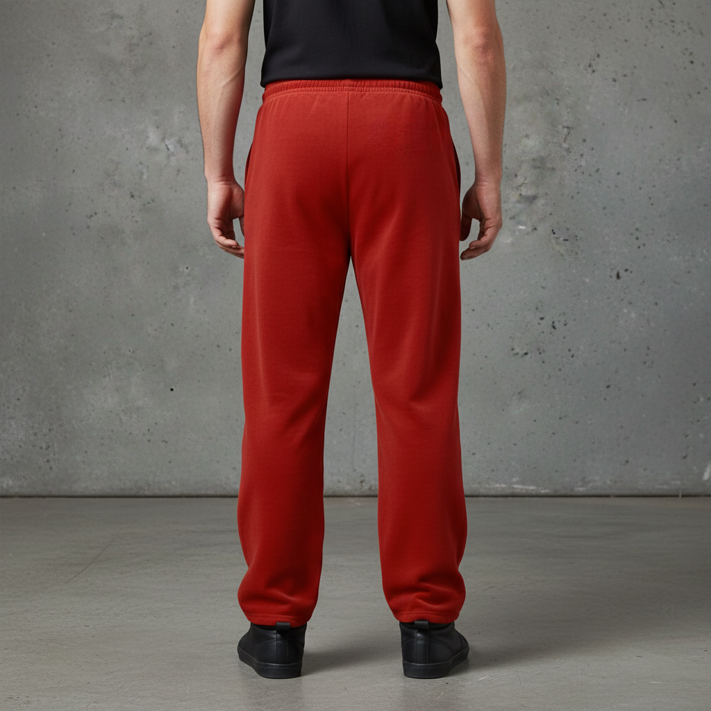Solid Color Loose Fit Cotton Blend Straight Sweatpants