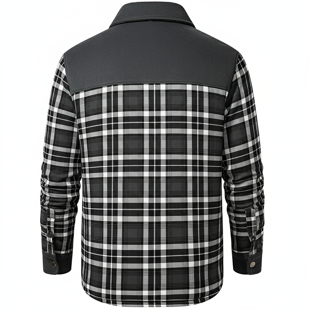 Fleece Lined Plaid Shirt Style Jacket For Men
