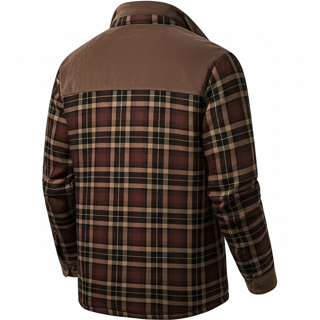 Fleece Lined Plaid Shirt Style Jacket For Men