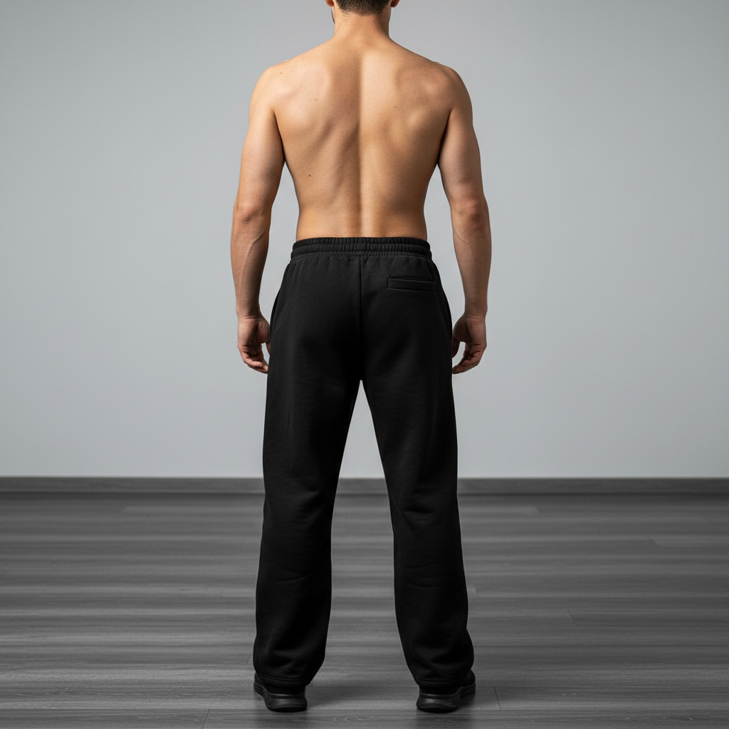 Solid Color Loose Fit Cotton Blend Straight Sweatpants