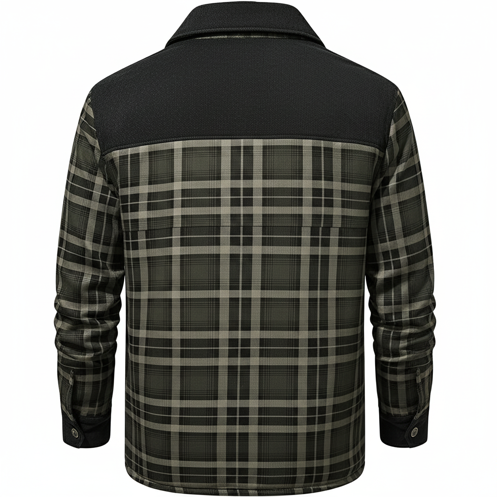Fleece Lined Plaid Shirt Style Jacket For Men