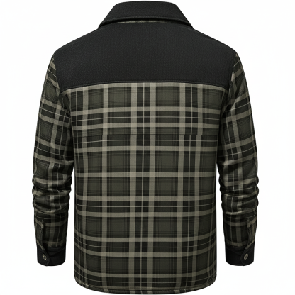 Fleece Lined Plaid Shirt Style Jacket For Men