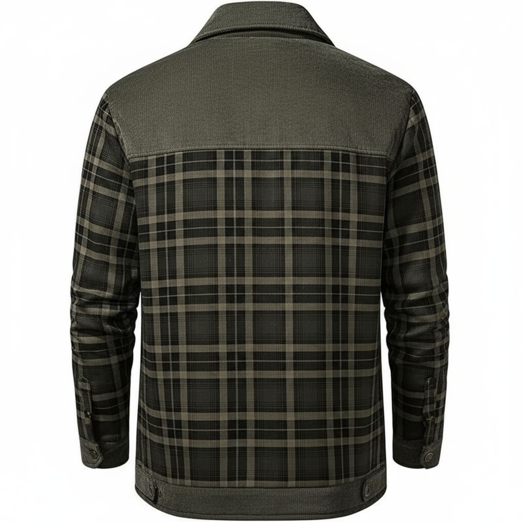 Fleece Lined Plaid Shirt Style Jacket For Men
