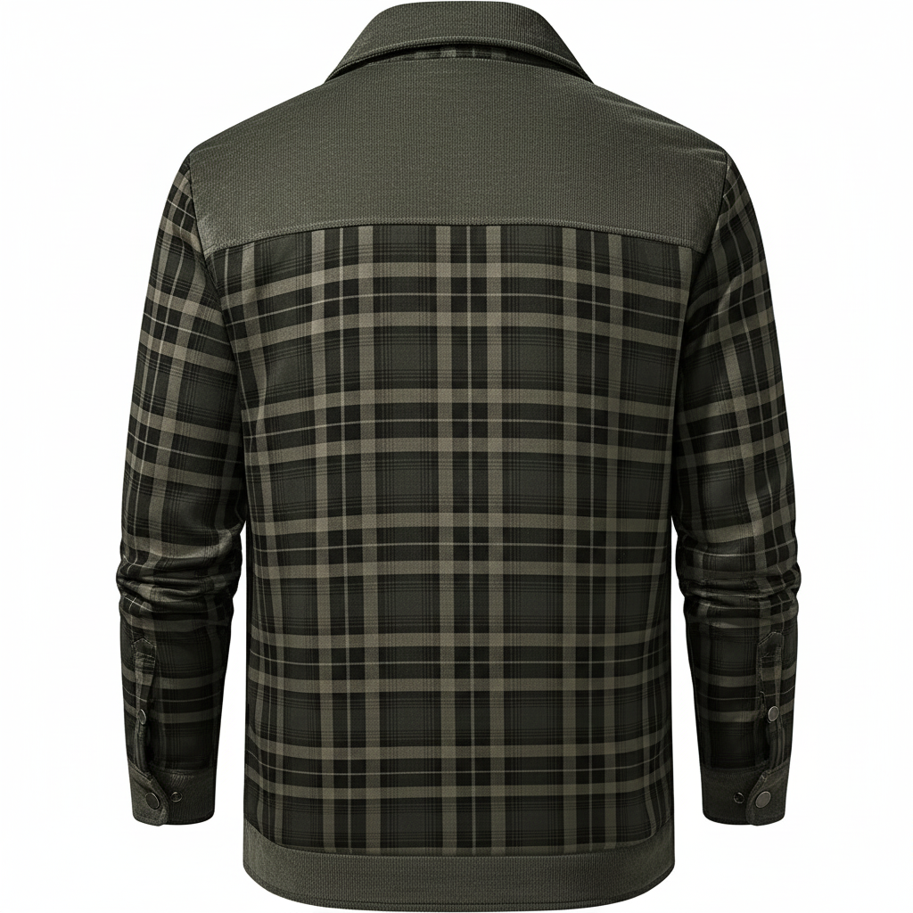 Fleece Lined Plaid Shirt Style Jacket For Men