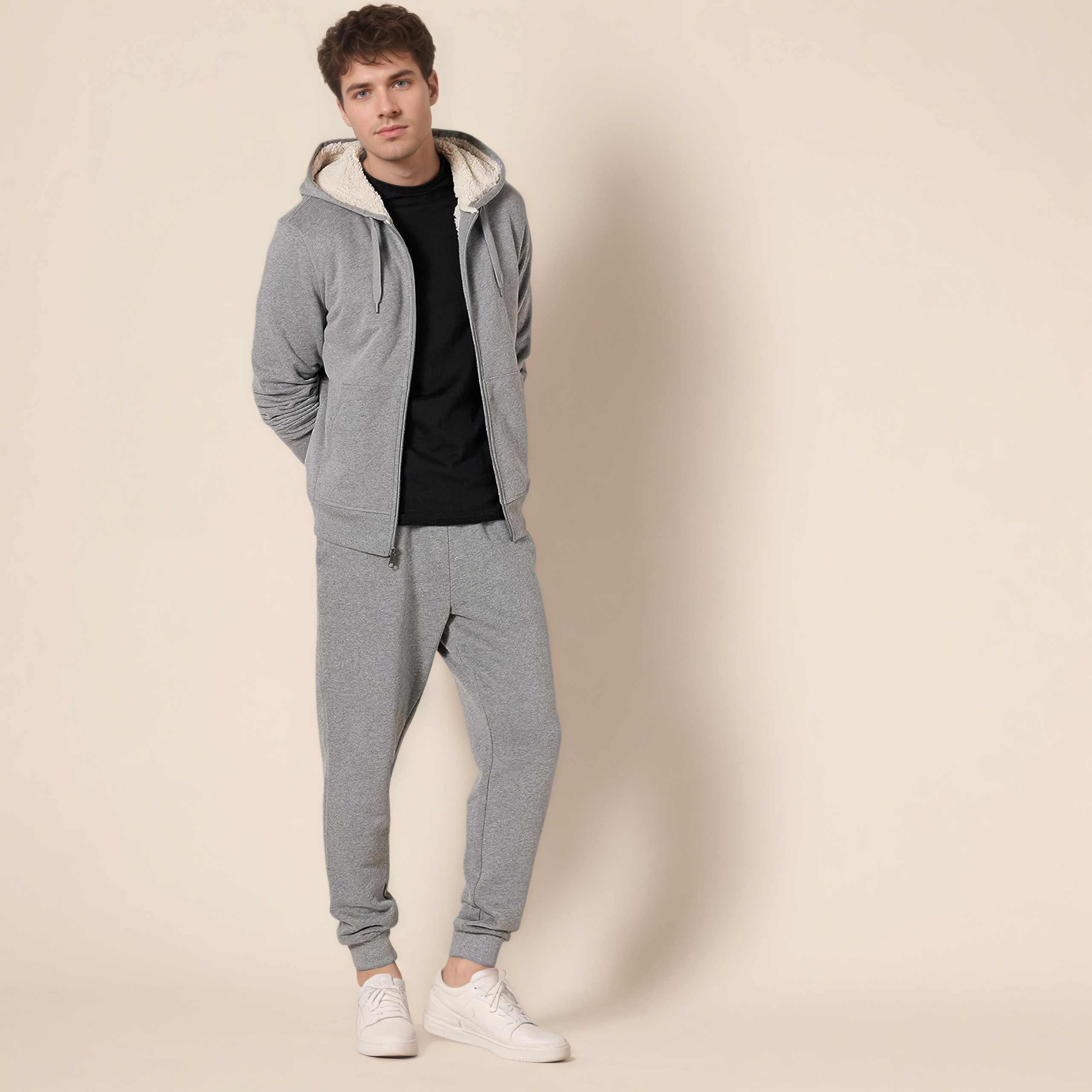 Hoodie For Men, Sherpa-Lined Full-Zip Fleece Sweatshirt