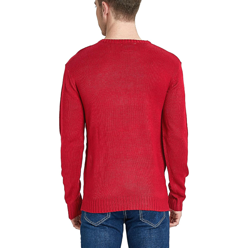 Men's Christmas Rudolph Reindeer Holiday Festive Knitted Sweater Cardigan Cute Ugly Pullover Jumper