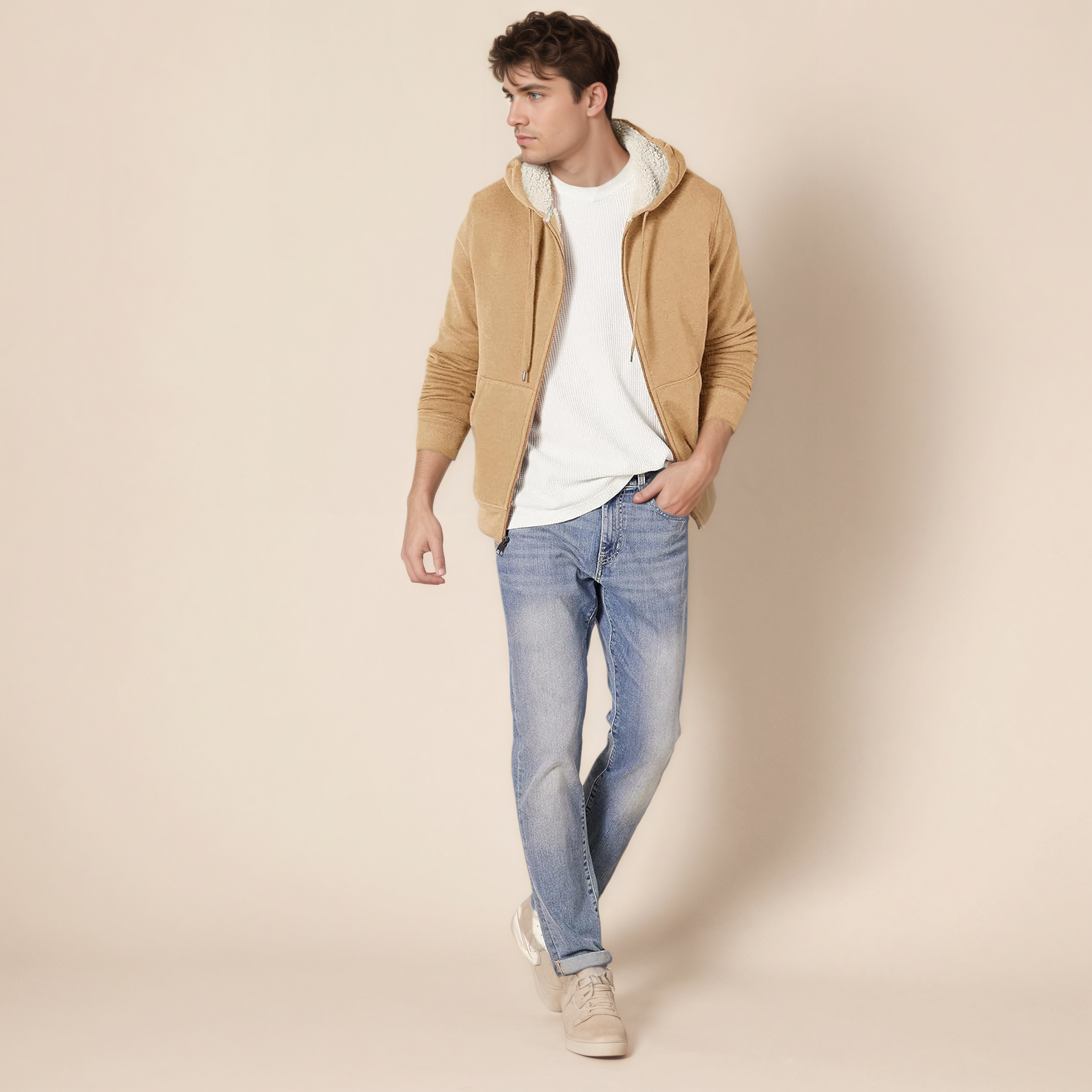 Hoodie For Men, Sherpa-Lined Full-Zip Fleece Sweatshirt