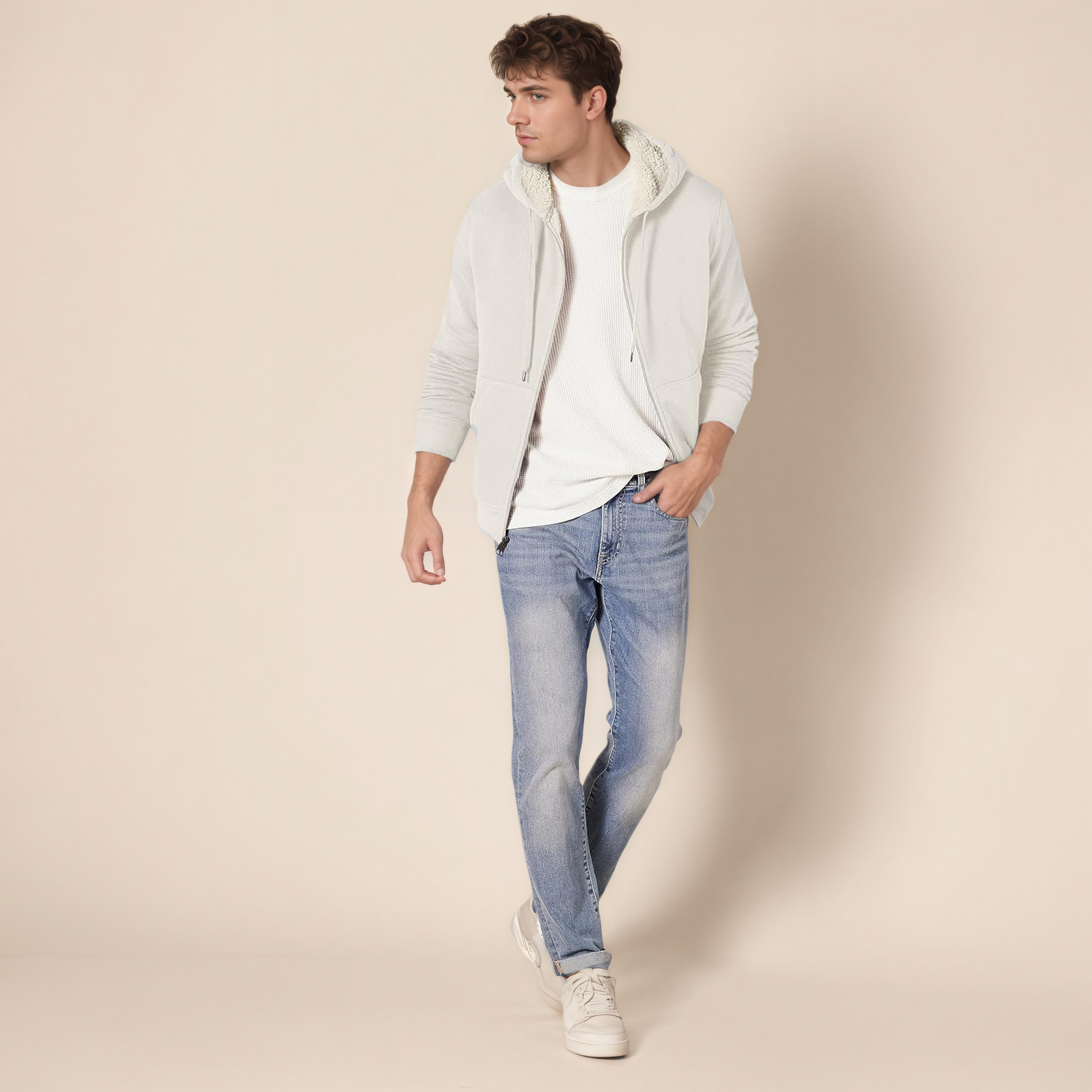 Hoodie For Men, Sherpa-Lined Full-Zip Fleece Sweatshirt