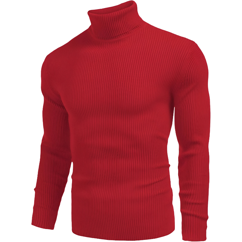 Mens Ribbed Slim Fit Knitted Pullover Casual Turtleneck Sweater