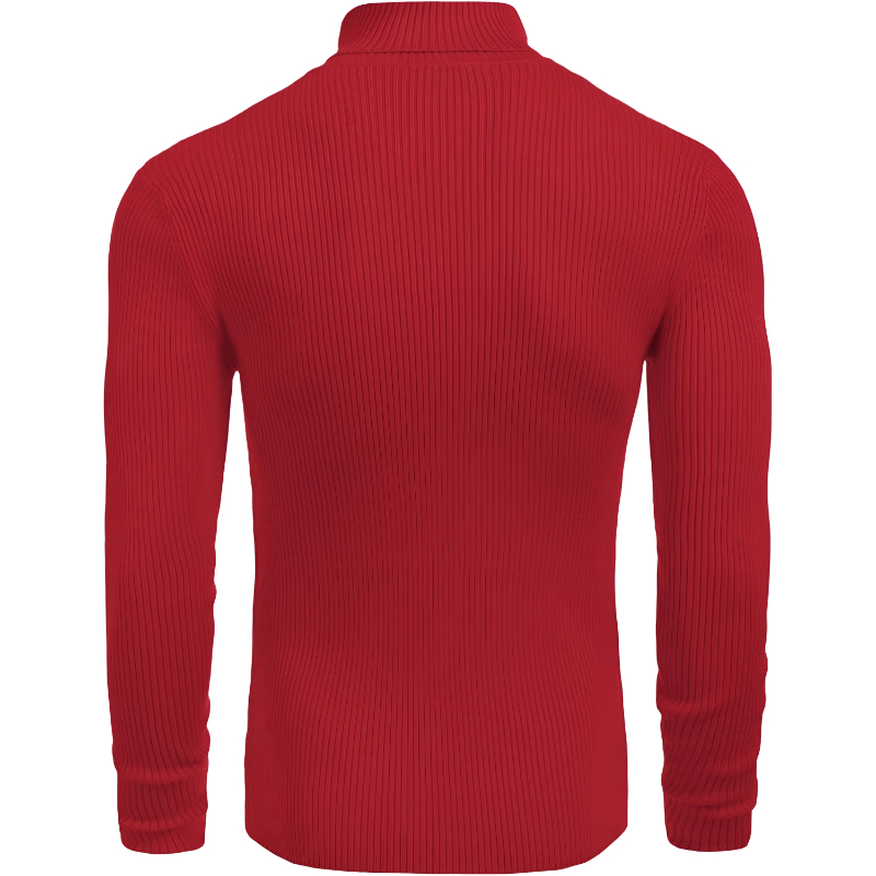 Mens Ribbed Slim Fit Knitted Pullover Casual Turtleneck Sweater