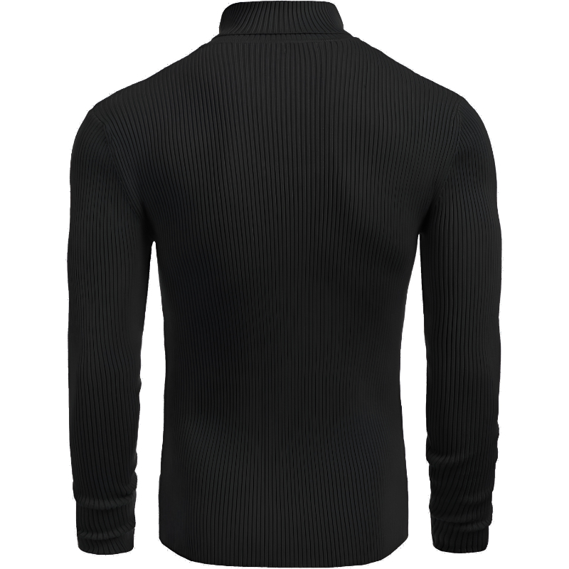 Mens Ribbed Slim Fit Knitted Pullover Casual Turtleneck Sweater
