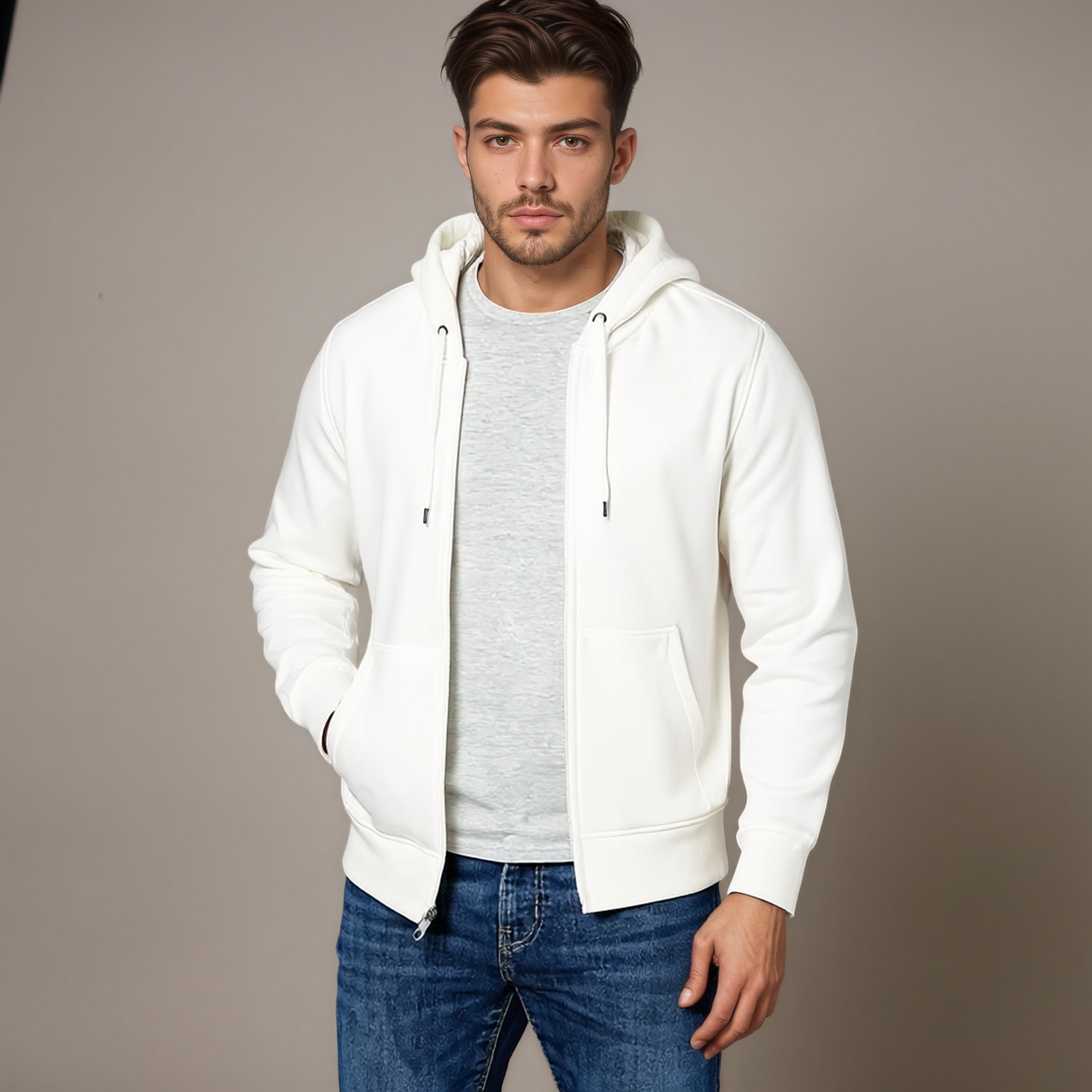 Essentials Zip Up Fleece Hoodie for Men