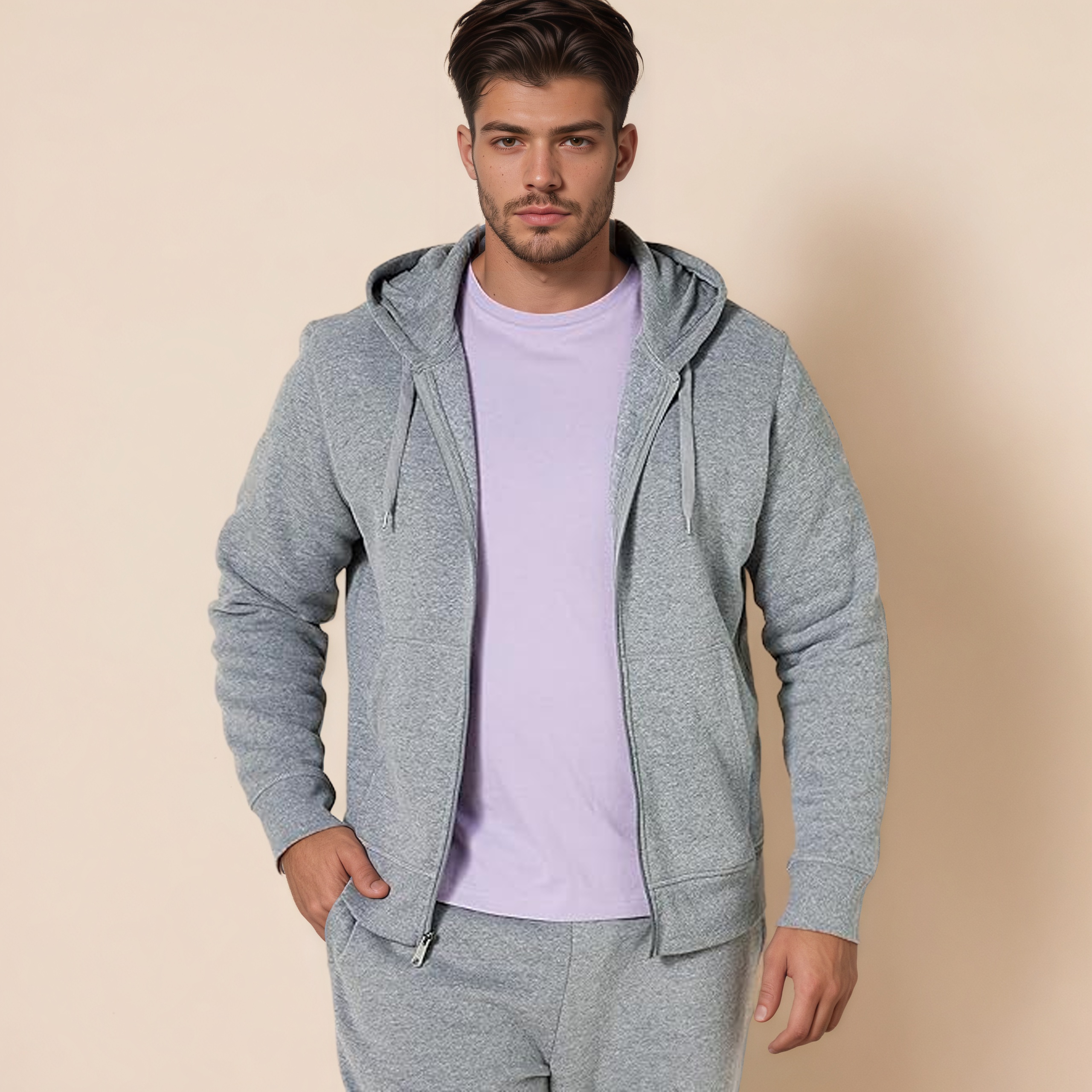 Essentials Zip Up Fleece Hoodie for Men