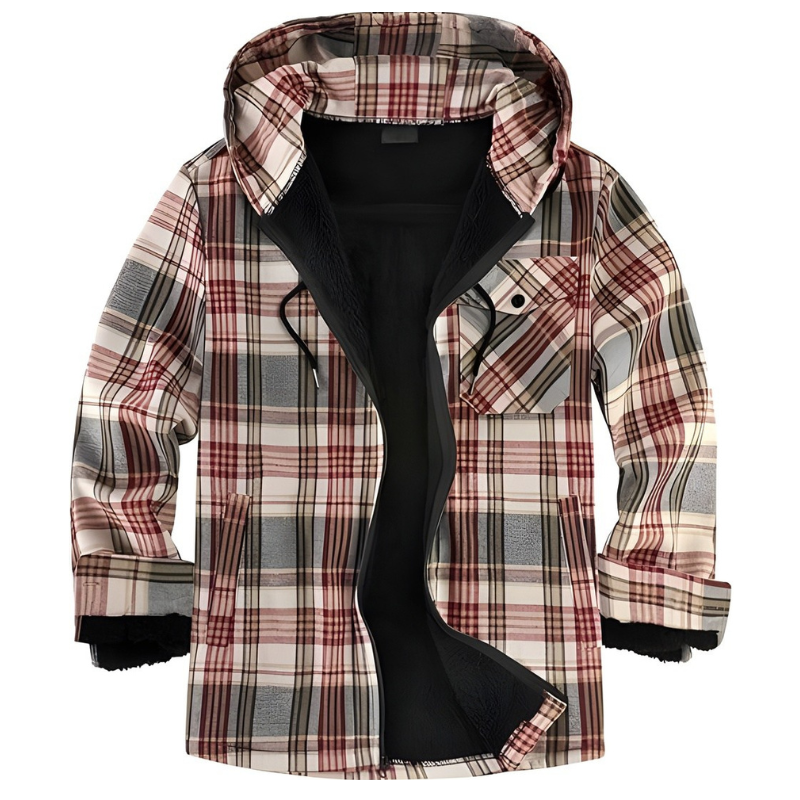 Men Flannel Plaid Jacket Warm Sherpa Lined Fleece Hoodies for Men Zip Up Thick Jackets Winter Coat with Pocket