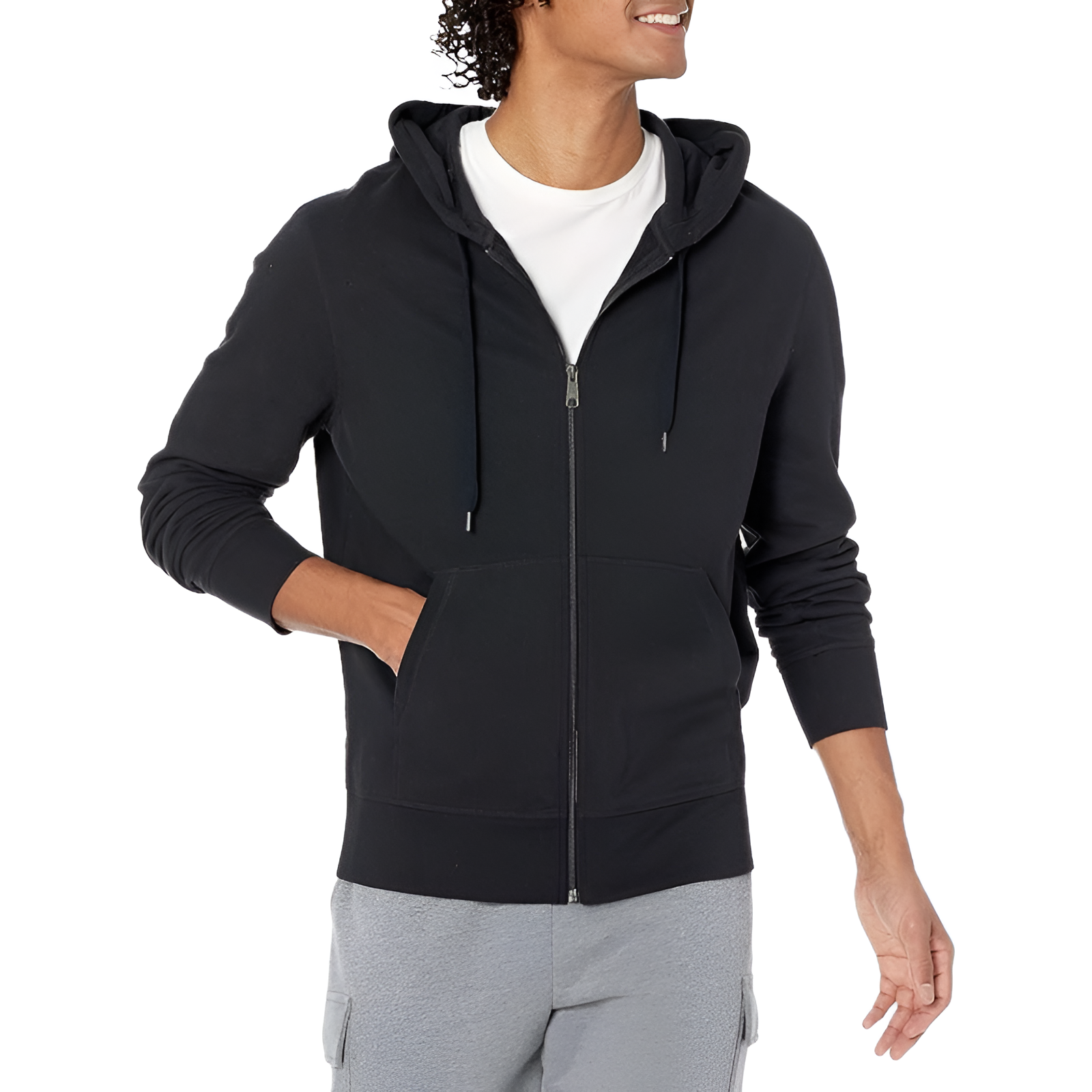 Men Lightweight French Terry Full-Zip Hooded Sweatshirt