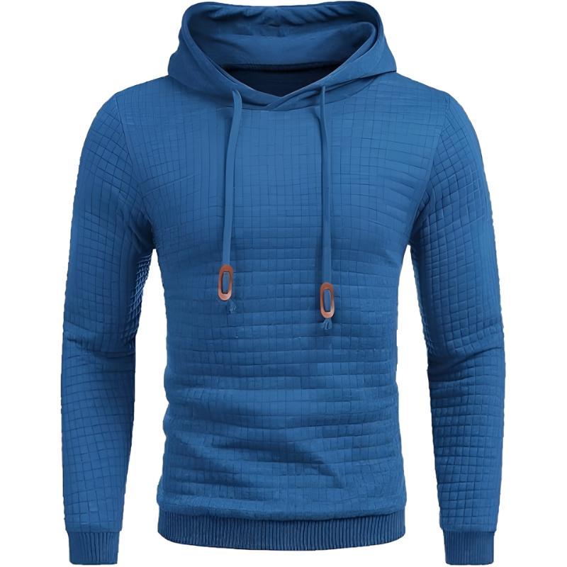 Waffle Knit Pullover Hoodie For Men
