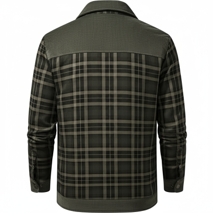Fleece Lined Plaid Shirt Style Jacket For Men