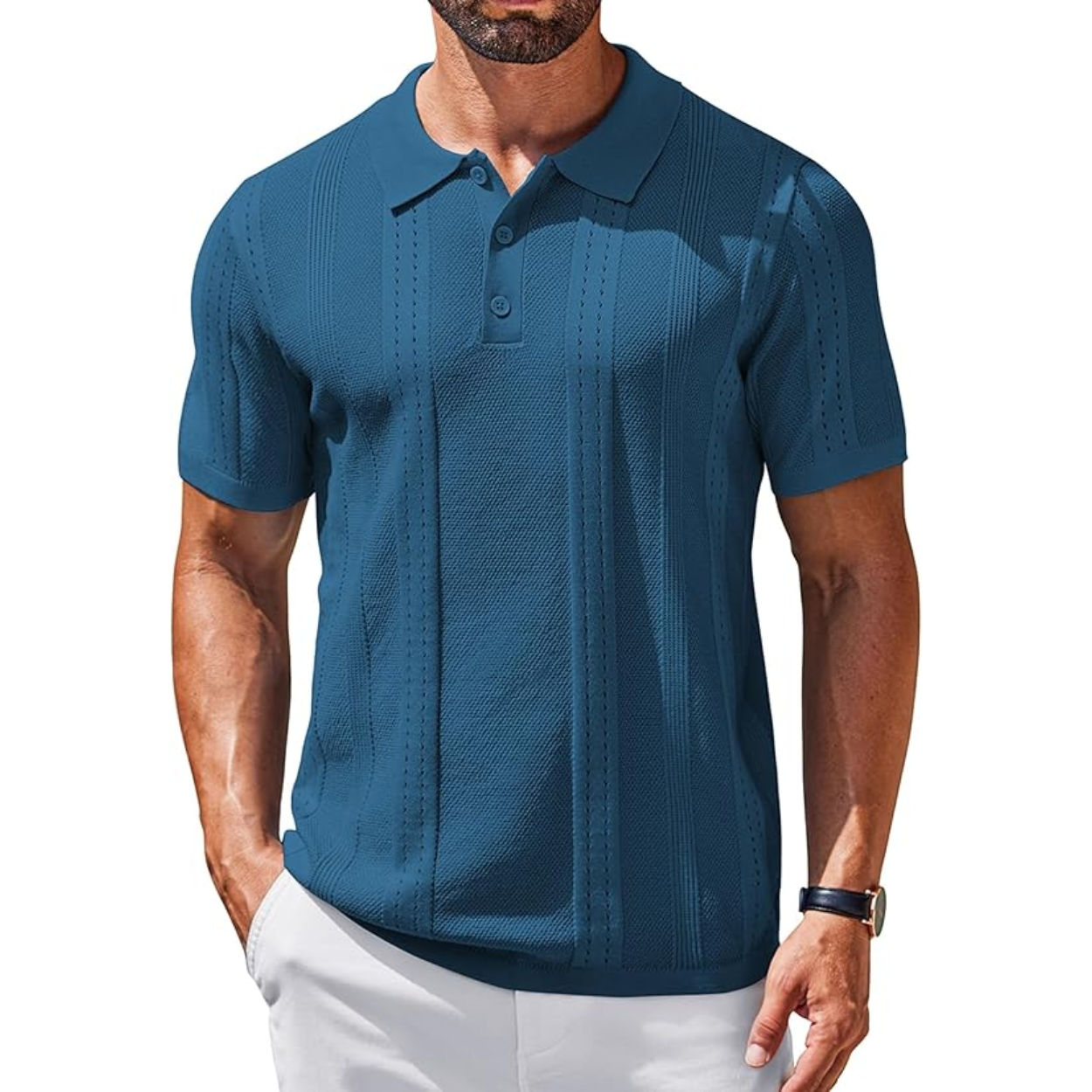 Cuban Guayabera Polo Shirt With Button Front For Men