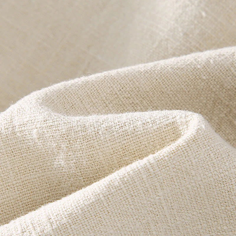 Button Front Stand Collar Linen Cotton Blend Jacket