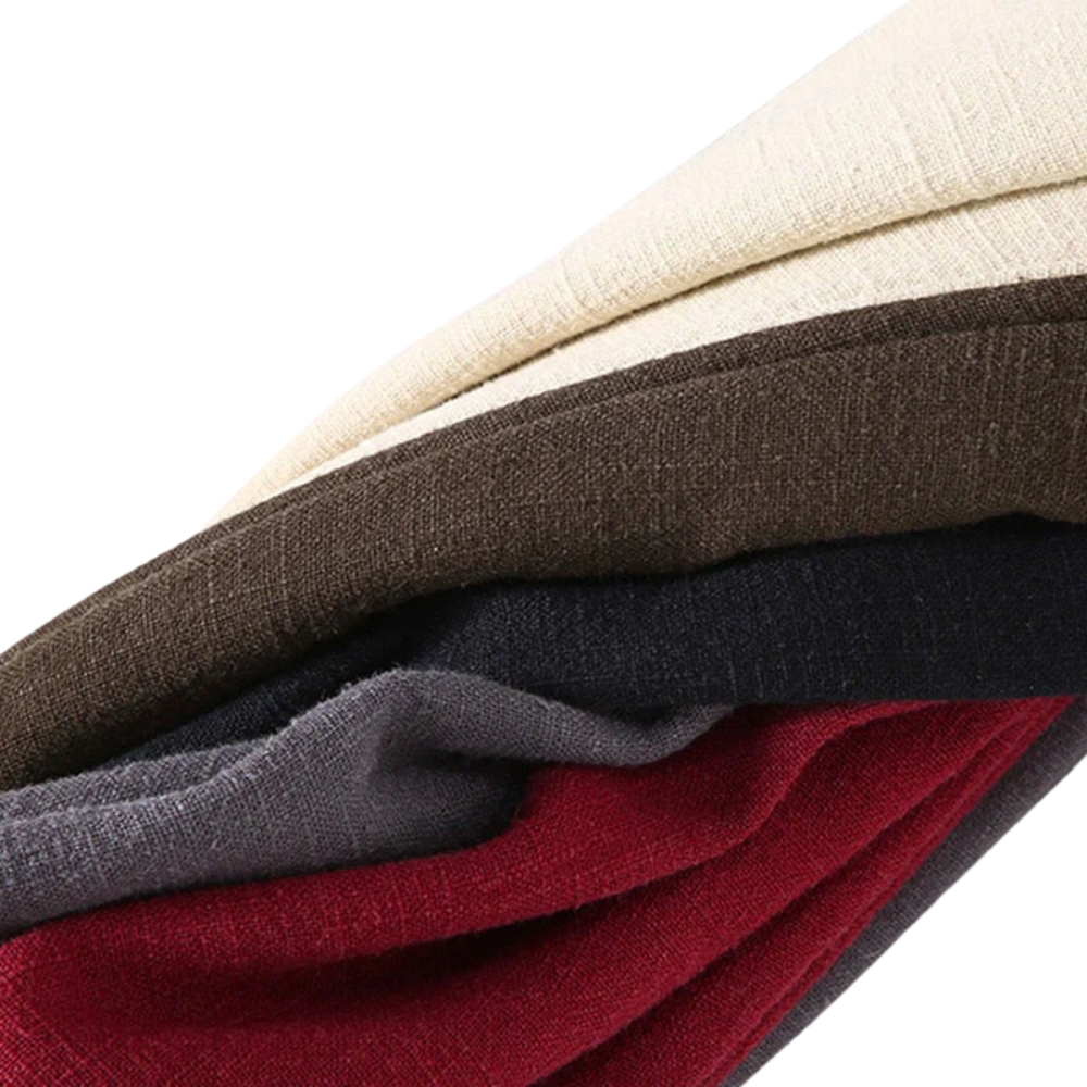 Button Front Stand Collar Linen Cotton Blend Jacket