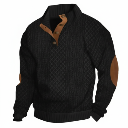Button Up Stand Collar Long Sleeve Henley Shirt For Men