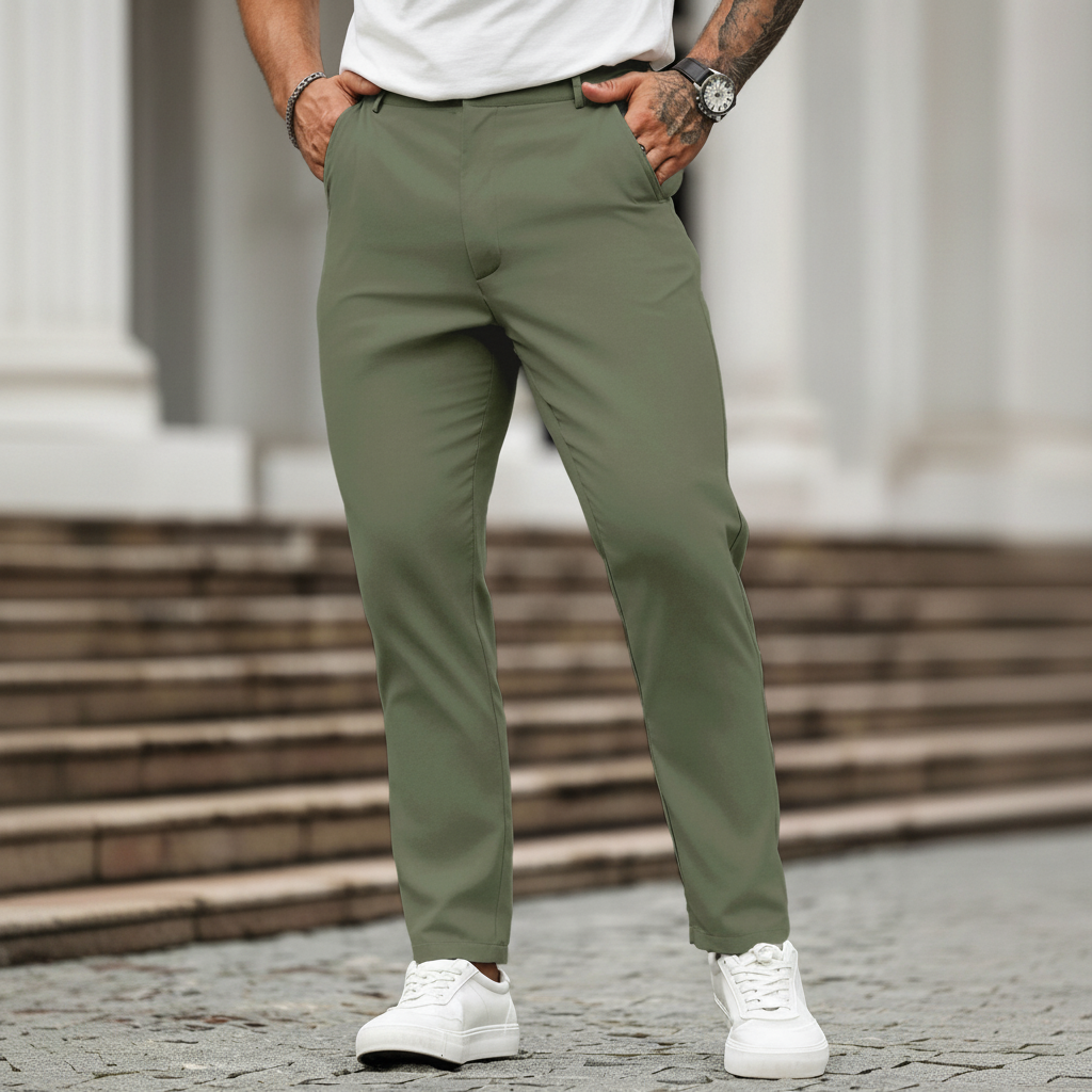 Casual Solid Color Pocket Suit Pants