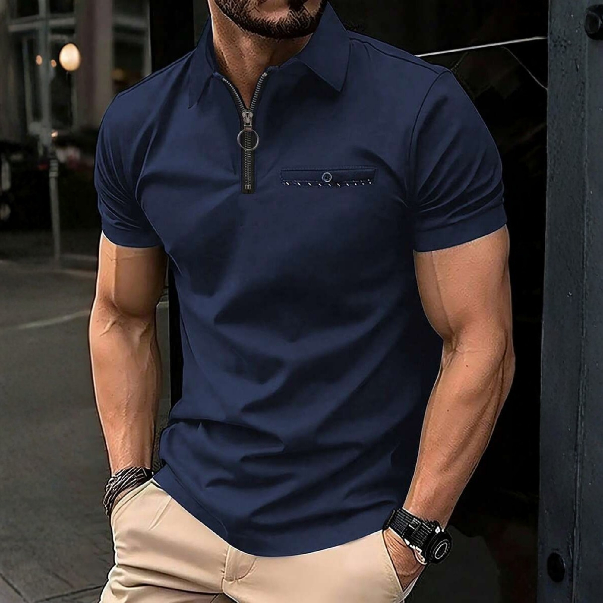 Casual Button Up Polo Shirt For Men