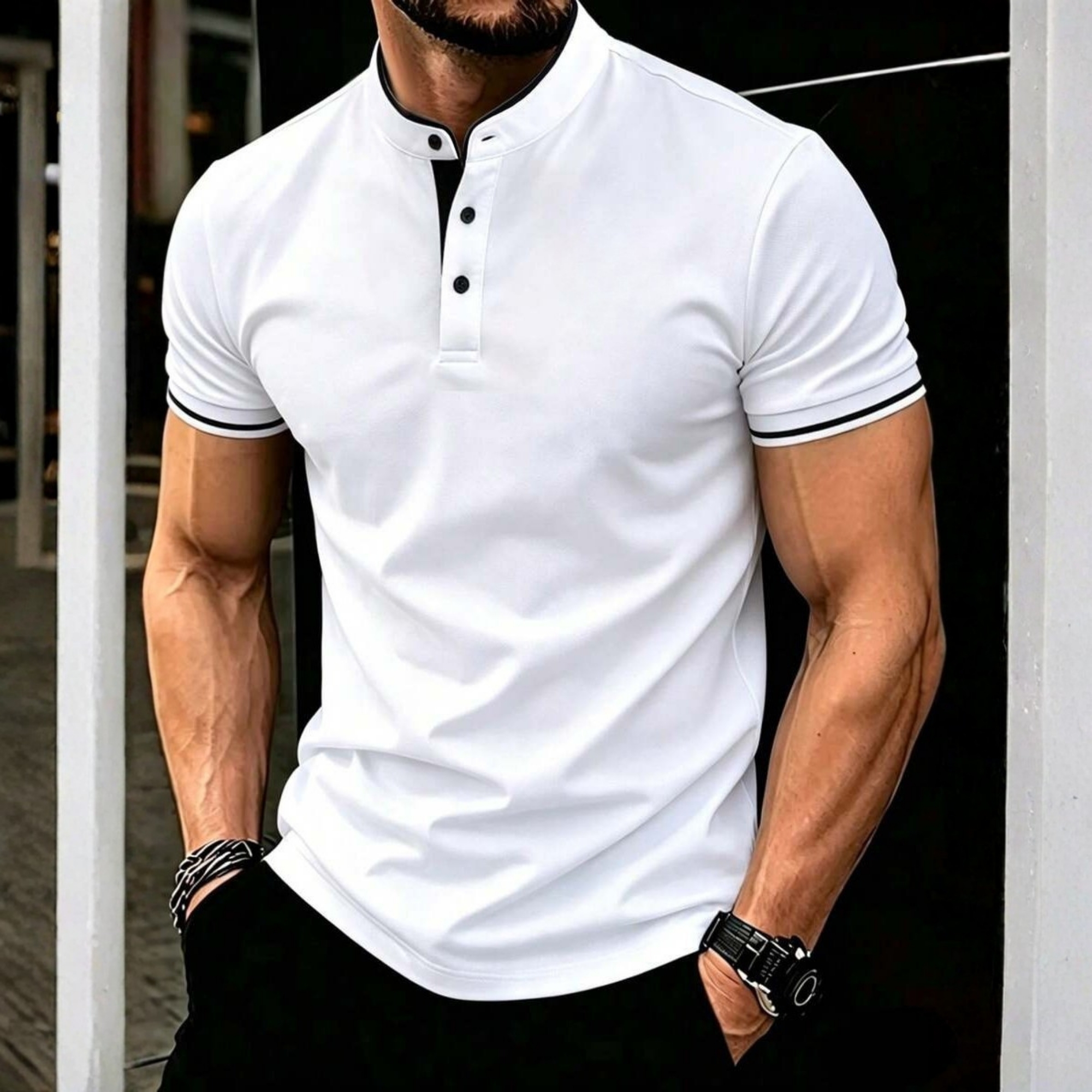 Casual Button Up Polo Shirt For Men