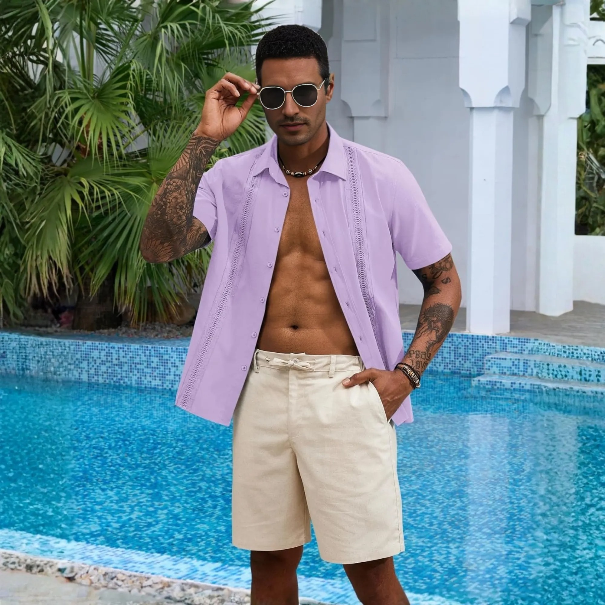 Casual Cuban Collar Shirt For Summer Wear