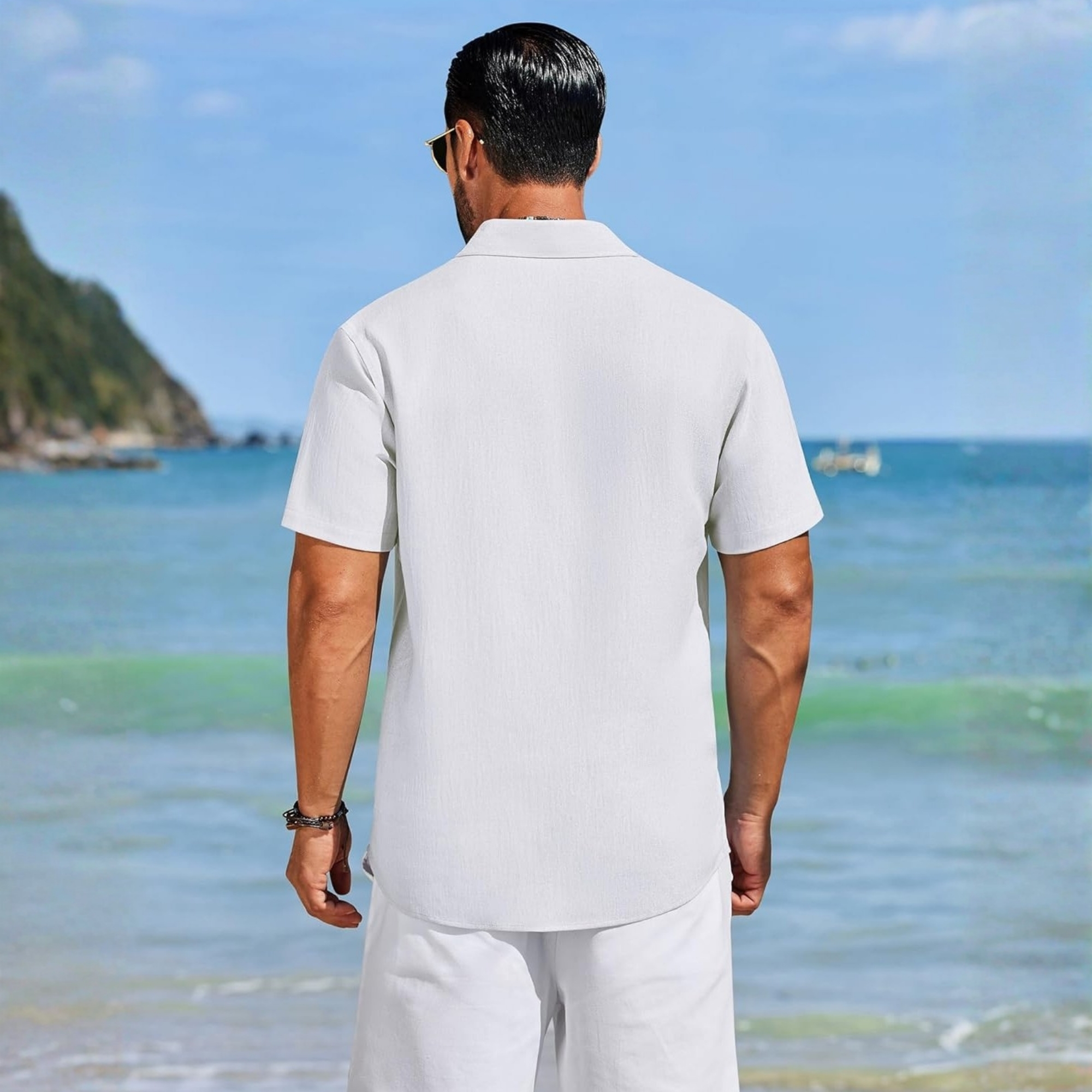 Casual Linen Beach Style Short Sleeve Shirt 