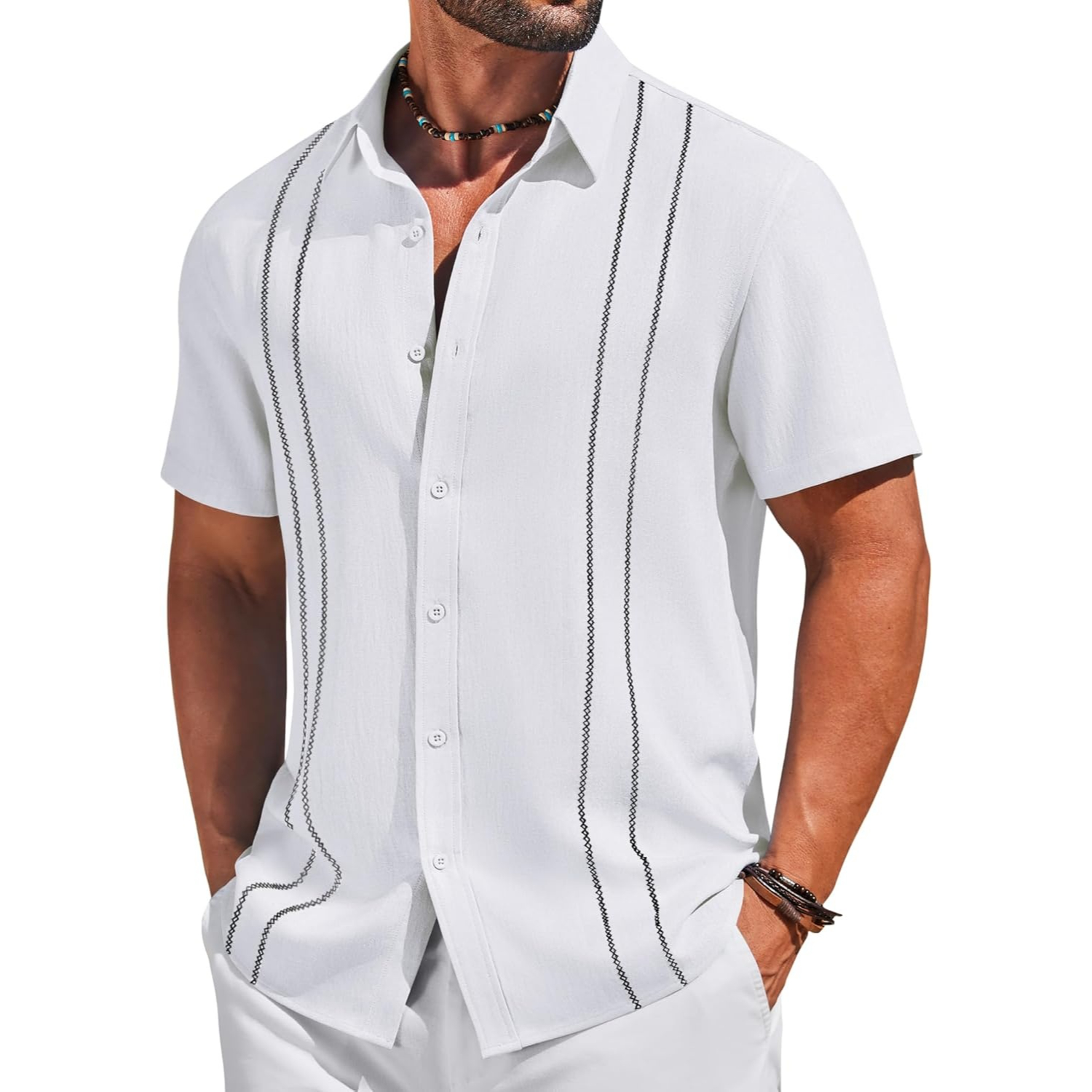 Casual Linen Beach Style Short Sleeve Shirt 