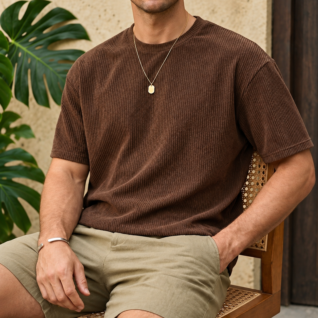 Casual Minimalist Loose Fit Short Sleeve T Shirt For Men