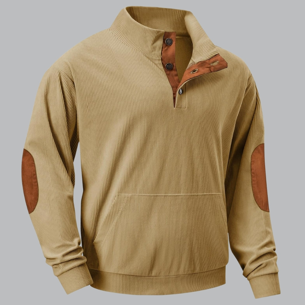 Casual Stand Collar Quarter Fall Metal Button Pullover Sweaters 