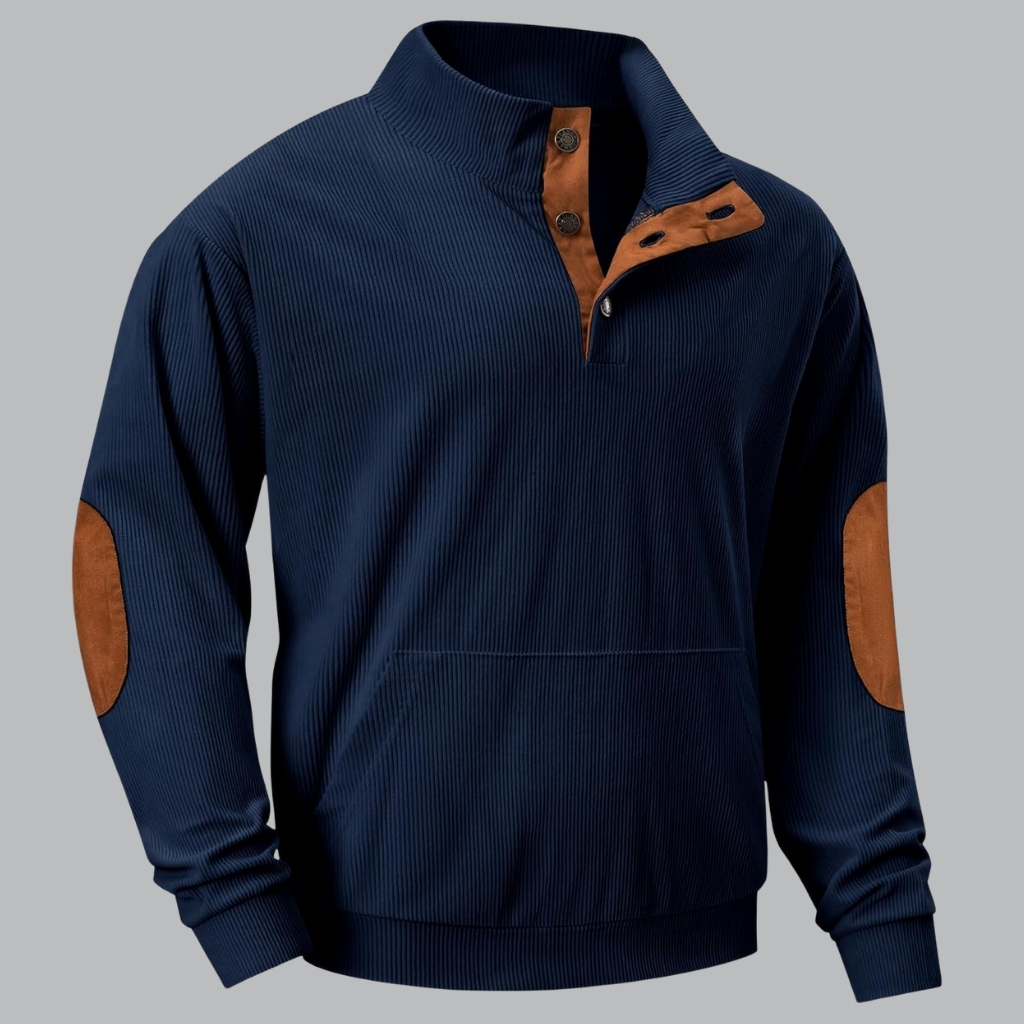 Casual Stand Collar Quarter Fall Metal Button Pullover Sweaters 