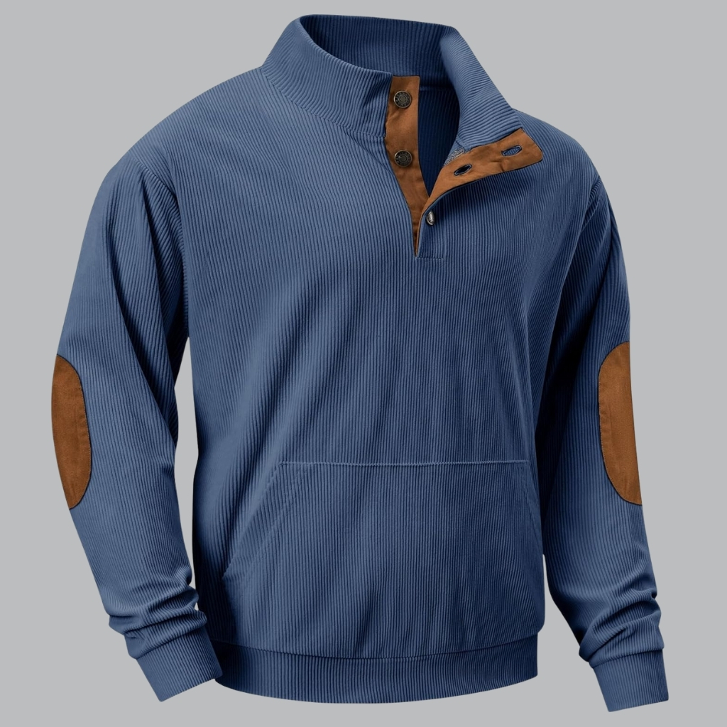 Casual Stand Collar Quarter Fall Metal Button Pullover Sweaters 