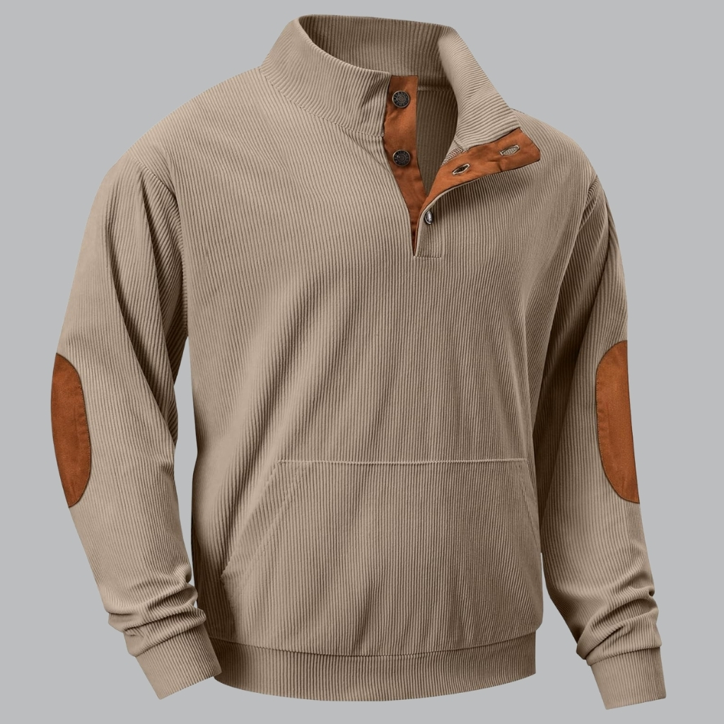 Casual Stand Collar Quarter Fall Metal Button Pullover Sweaters 