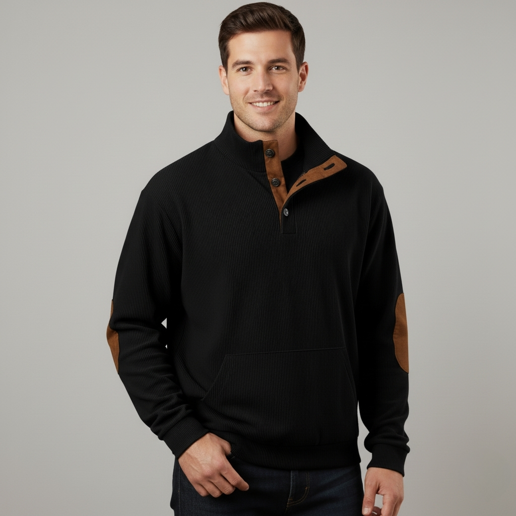 Casual Stand Collar Quarter Fall Metal Button Pullover Sweaters 