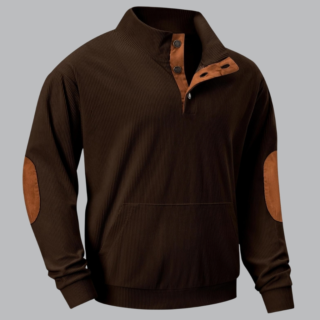 Casual Stand Collar Quarter Fall Metal Button Pullover Sweaters 