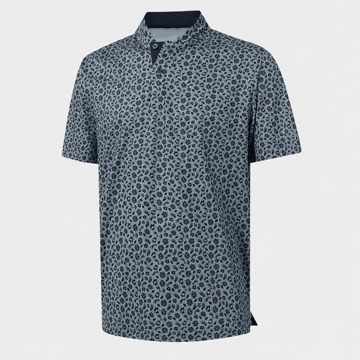 Floral Print Short Sleeve Performance Polo TShirt with Stretch Fit for Men