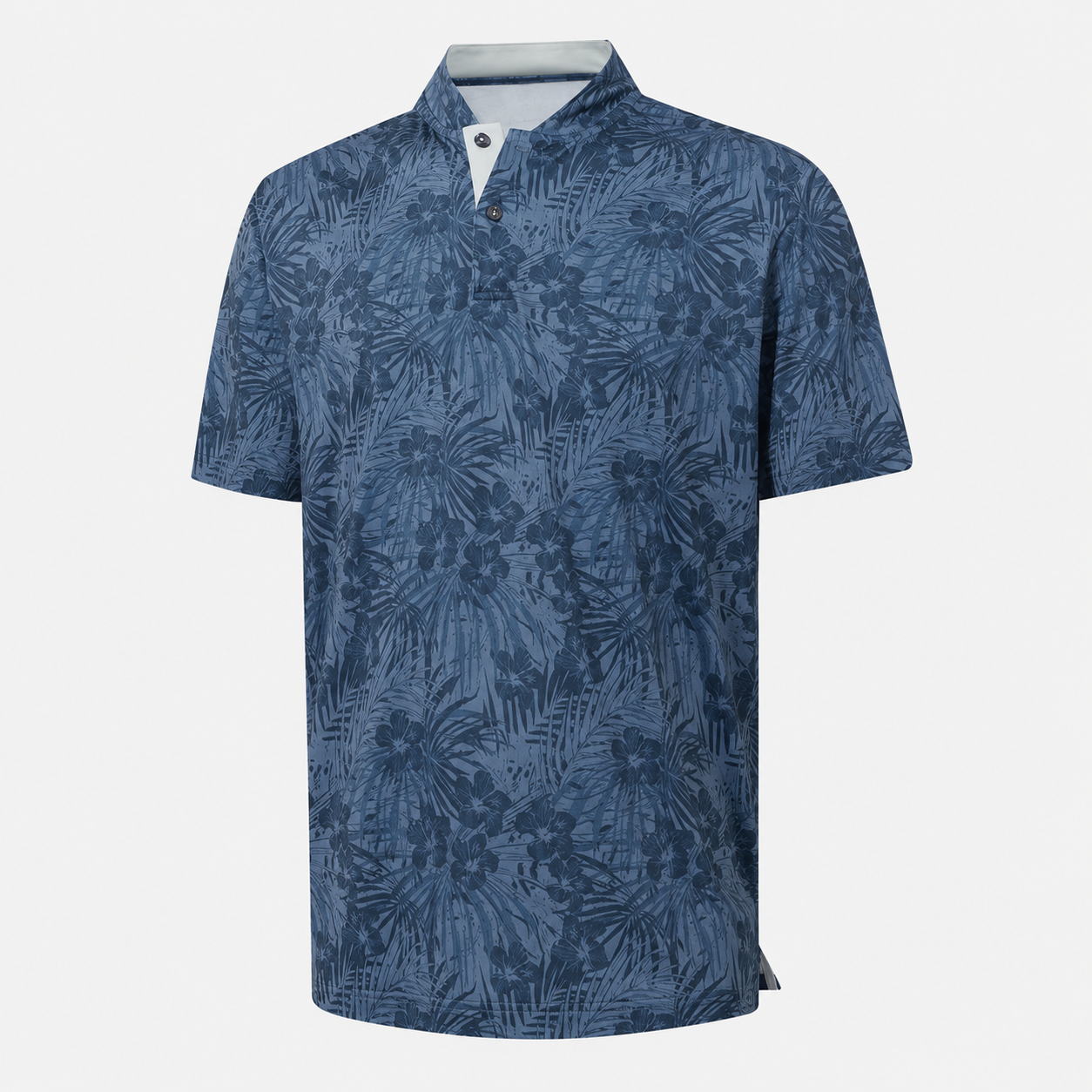 Floral Print Short Sleeve Performance Polo TShirt with Stretch Fit for Men