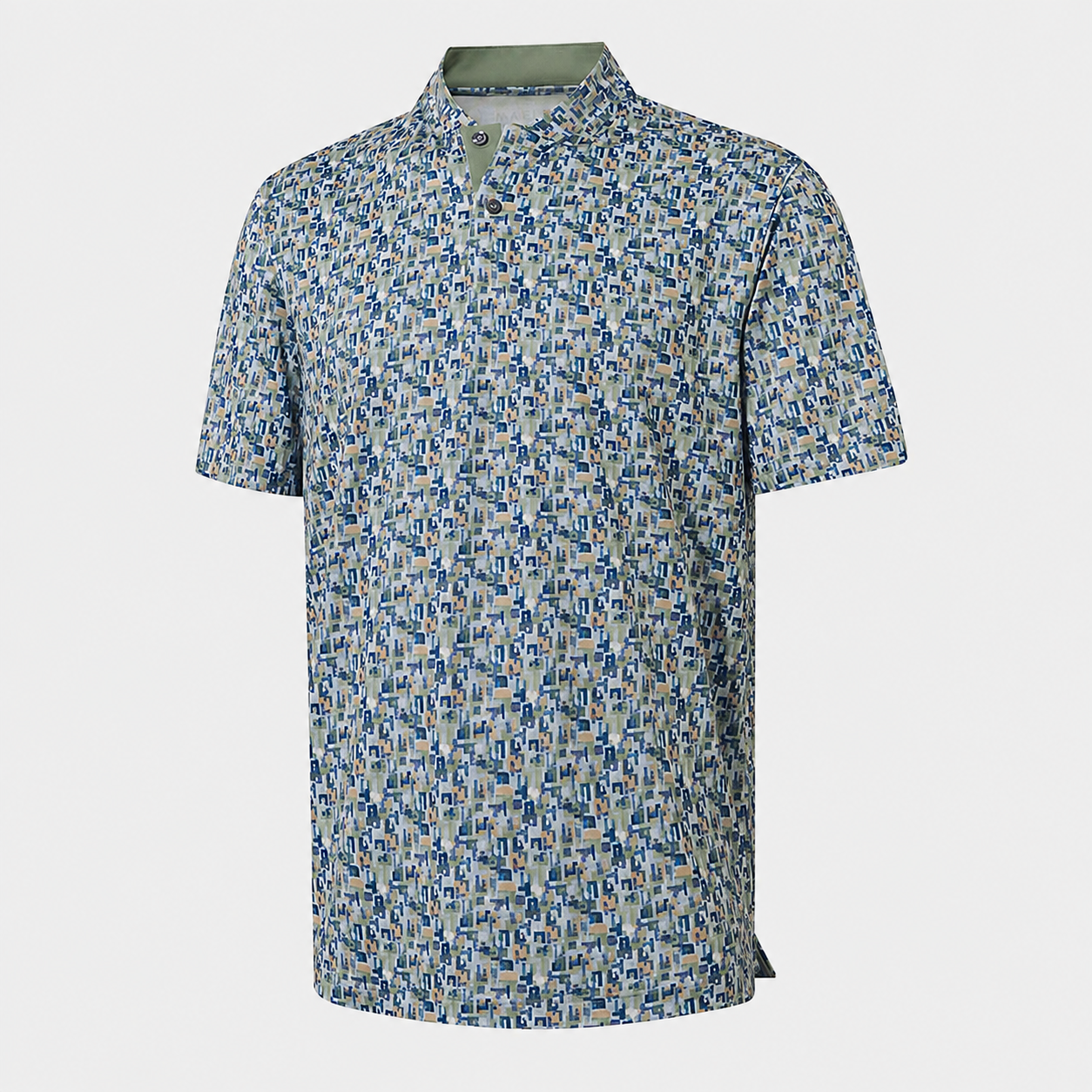 Floral Print Short Sleeve Performance Polo TShirt with Stretch Fit for Men