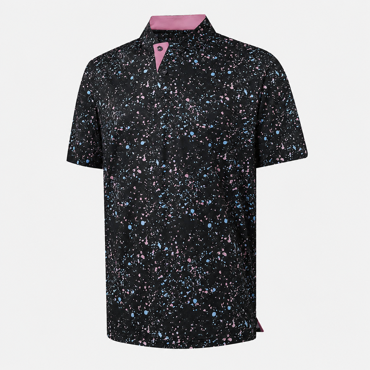 Floral Print Short Sleeve Performance Polo TShirt with Stretch Fit for Men